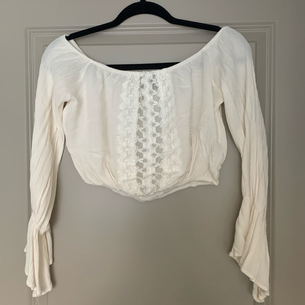 Embroidered Off the Shoulder White Top